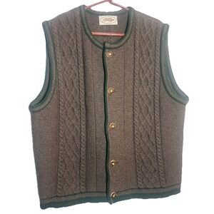 Grasegger Mens Vest EU 60 / US XL Trachten Waistcoat Cable Knit 100% Schurwolle